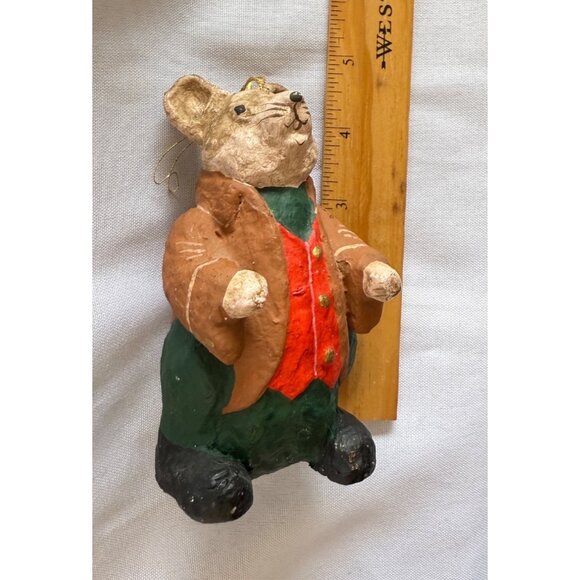 Set Of 3 Vintage Paper Mache Mice Christmas Ornaments With Holiday Costumes - Picture 11 of 11